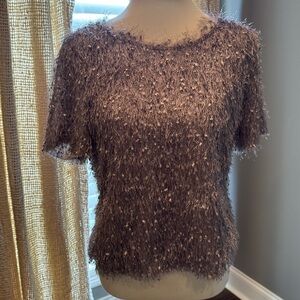 She + Sky Silver Textured Top